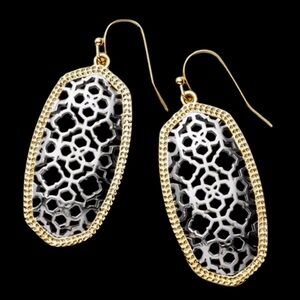 Kendra Scott Elle Gold Drop Earrings in Silver Filigree